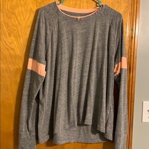 under armour grey and coral long sleeve shirt